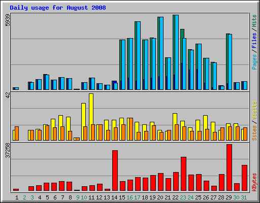 Daily usage for August 2008