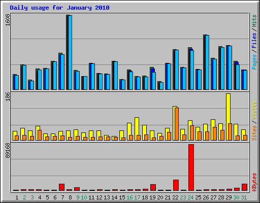 Daily usage for January 2010