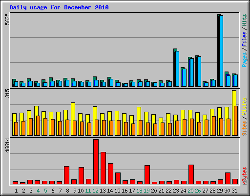 Daily usage for December 2010