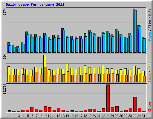 Daily usage for January 2011