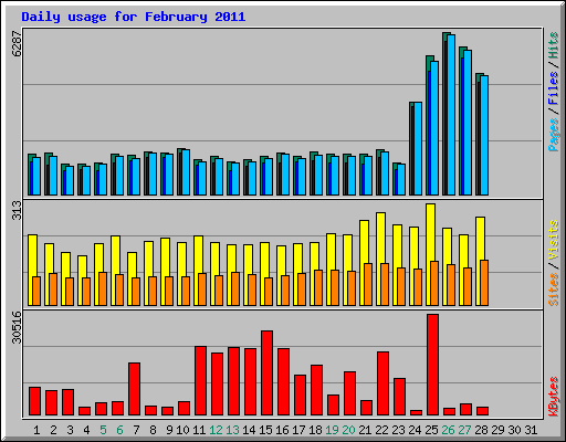 Daily usage for February 2011