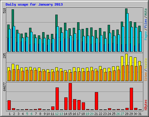 Daily usage for January 2013