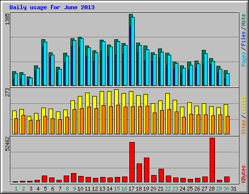 Daily usage for June 2013