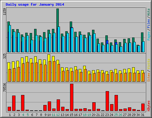 Daily usage for January 2014