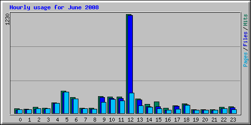 Hourly usage for June 2008