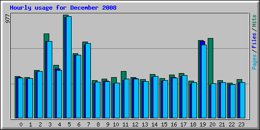 Hourly usage for December 2008