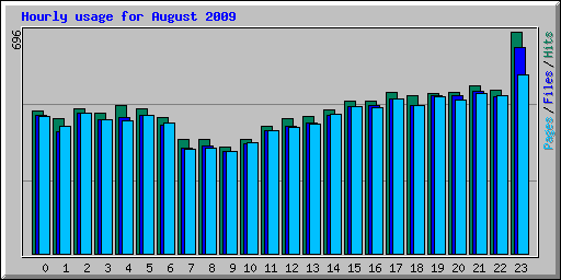 Hourly usage for August 2009