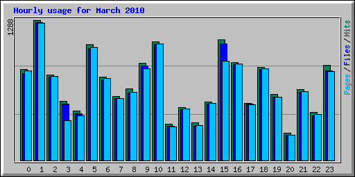 Hourly usage for March 2010