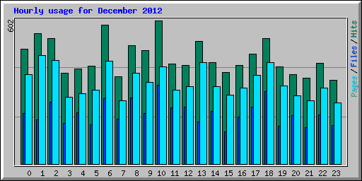 Hourly usage for December 2012