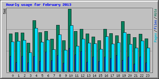 Hourly usage for February 2013