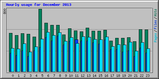 Hourly usage for December 2013