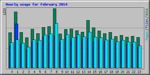 Hourly usage for February 2014