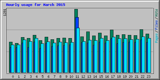 Hourly usage for March 2015