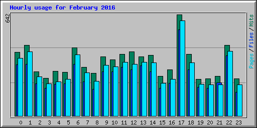 Hourly usage for February 2016