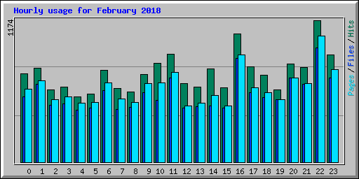 Hourly usage for February 2018